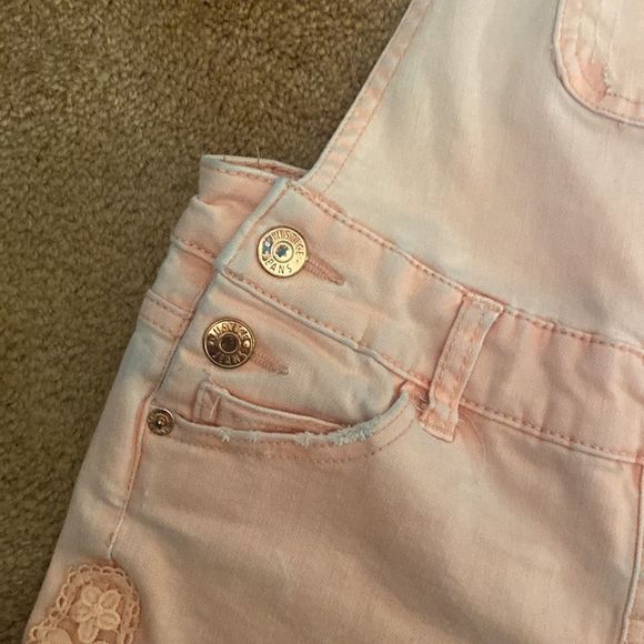 Justice Orange Distressed Overalls Size 12 Girls - Picture 4 of 6